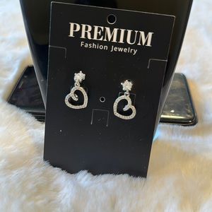 Silver plated heart earrings,crystalshik